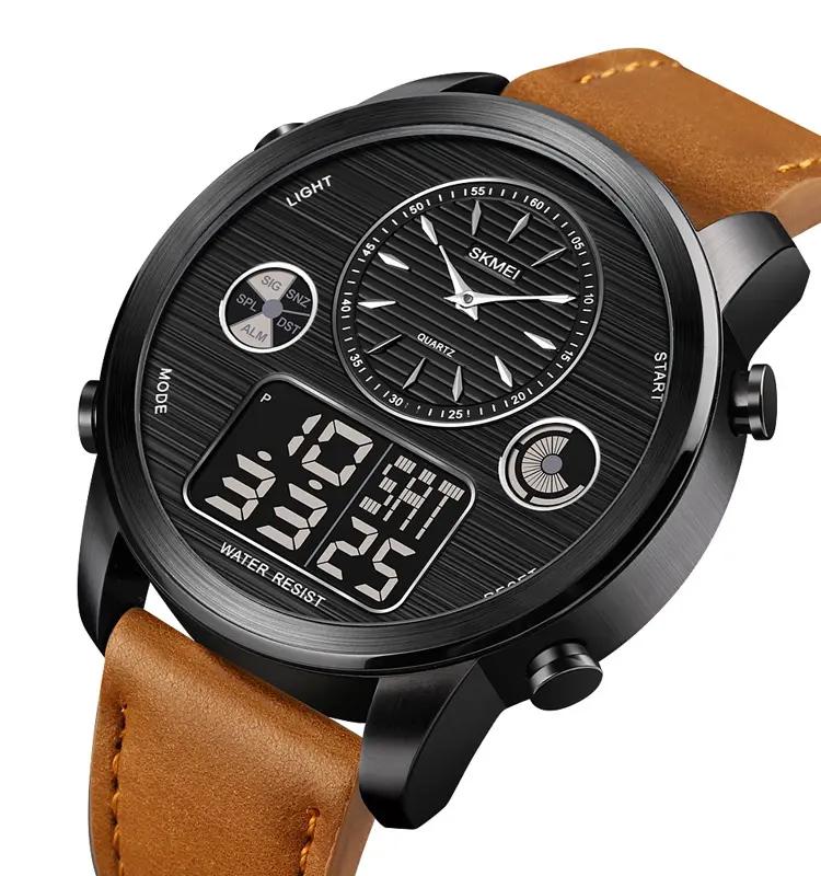SKMEI 1653 New Fashion Mens Sport Wristwatch Casual Digital leather Sports Watch