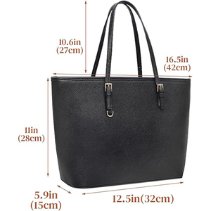 Bolso de Hombro de Cuero PU Suave Personalizado de Lujo para Mujer, con Dos Correas, Cierre de Cremallera, Decoración con Letras, Cuero Genuino - Product Image 2