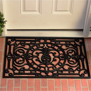 Tapis de porte en caoutchouc en fonte de fer forgé, imperméable, antidérapant, demi-cercle, demi-lune, intérieur/extérieur - Product Image 3