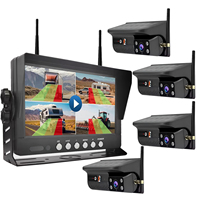 Caméra de recul solaire sans fil 1/2/3/4x avec base magnétique alimentée par batterie, moniteur quadruple 7 pouces, enregistrement en boucle DVR, BSD AI pour VR