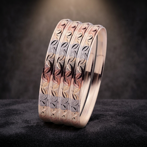 Wholesale 3 Tone Gold Plated <b>Bangles</b>, Trendy Multi Tone <b>Bangles</b> <b>Set</b>, 3 Tone Fashion Jewelry <b>Set</b>, Tri Color Brass Forming <b>Bangles</b> - Product Image 2