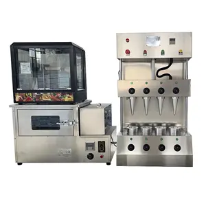 Máquina de moldagem de cone para pizza, máquina com forno e caixa de exibição isolada