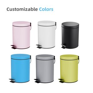 Customize Stainless Steel Dustbin Foot Pedal Household Waste Bin Bathroom Round <strong>Trash</strong> <strong>Can</strong> with Lid - Product Image 3