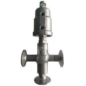 Vanne à siège d'angle pneumatique à trois voies en acier inoxydable à installation rapide pour les applications de médias d'eau - Product Image 2