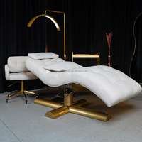 Lit de beauté moderne incurvé, lit de beauté confortable, portable, en cuir synthétique, table de massage de salon, sans fonction électrique