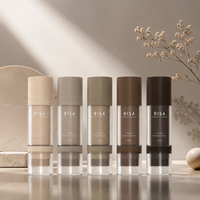 Flacons PET de 15 ml pour soins de la peau personnalisés, à double tête sans air, pour lotion liquide, avec pinceau pour crème BB et fond de teint, pour crème visage