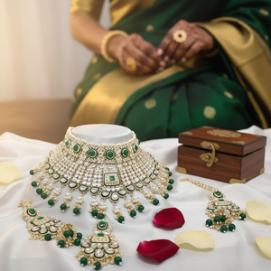 Ensemble de collier ras du cou plaqué or pierre Kundan et Meenakari 10573886 Parure de bijoux fins - Product Image 3