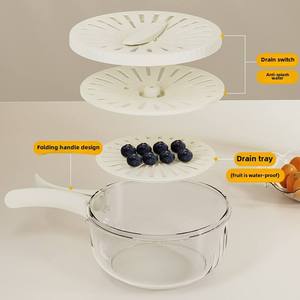 Modern Multifunctional Double-Layer Refrigerator Crisper Household Foldable Fruit Washing Bowl <b>Drain</b> <b>Basket</b> Kitchen Dehydration - Product Image 4