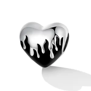 Qings Fashion Heart Charm 925 Sterling Silver Charm Pendant Burning Love
