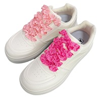 Nouveaux styles mignons jeunes femmes chaussures plates élastique imprimé dentelle vent en bois oreille lacet en Polyester forme ovale lacets paresseux