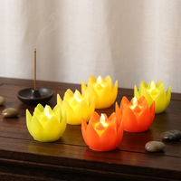 Bougie électronique LED Lotus Bougie de nuit en plastique sans fumée et sûre Lanterne Festival Halloween Ramadan Prière Célébration Fête