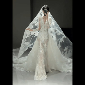 S1098Y Nouvelle Robe <span class=keywords><strong>de</strong></span> Mariée Sirène Vintage Française en Dentelle Légère, <span class=keywords><strong>Voile</strong></span> <span class=keywords><strong>de</strong></span> Soirée Haut <span class=keywords><strong>de</strong></span> Gamme, Robe <span class=keywords><strong>de</strong></span> Fiançailles et <span class=keywords><strong>de</strong></span> Mariage - Product Image 6