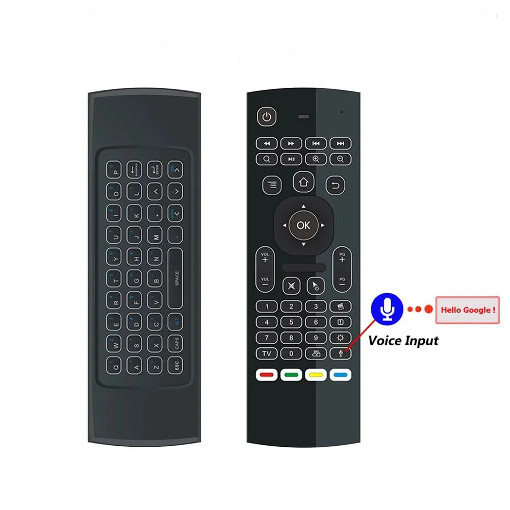 MX3 Remote kontrol suara cerdas, Mouse udara MX3, Keyboard mekanis satu tangan, nirkabel 2.4G, pembelajaran IR, dengan Remote kontrol