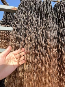 Extensiones de Cabello con Trenzas de Ganchillo Bohemio, 24 Pulgadas, Ondas Profundas Pre-Looped, Locs, <span class=keywords><strong>Nu</strong></span> Goddess - Product Image 2