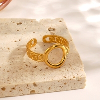 Nouvelles bagues de mariage tendance en acier inoxydable plaqué or 18 carats, style vintage, géométriques, elliptiques, ajourées, motif Alien, texture chaîne polyvalente