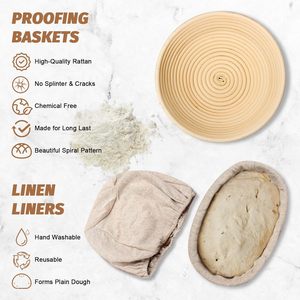 <b>Bread</b> Proofing <b>Basket</b> Set of 2, 2 Pcs 10 Oval Sourdough <b>Baskets</b> with Lame Scraper Brush for Making Baking Fermentation - Product Image 2