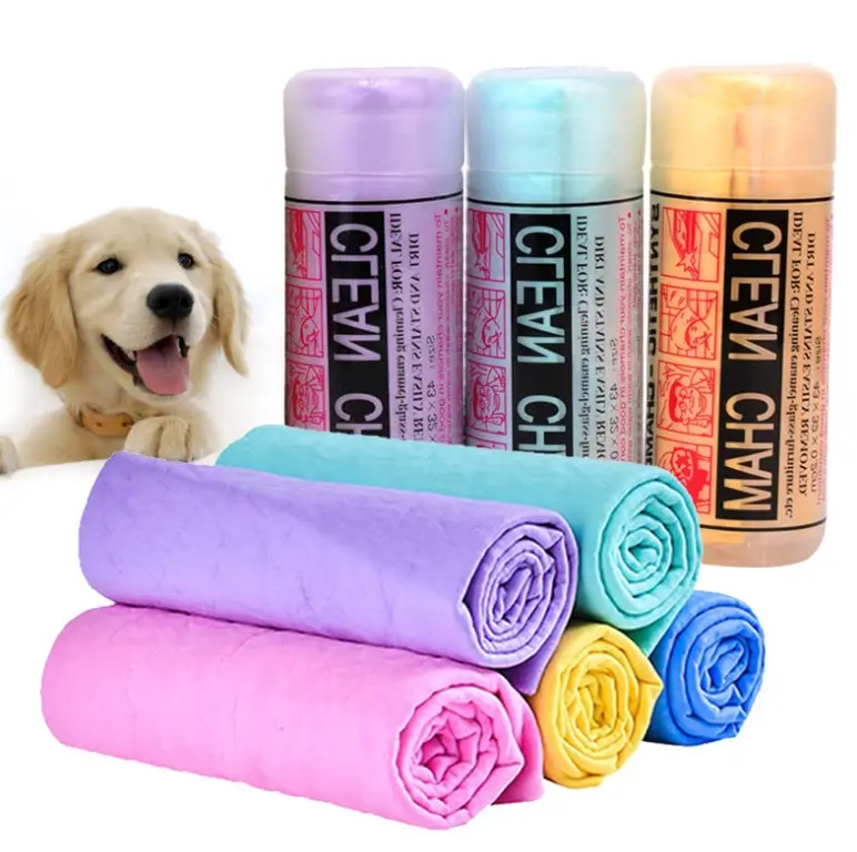 Toalla grande PVA absorbente para mascotas, Toalla de baño de imitación de piel de ciervo para gatos y perros, productos para mascotas