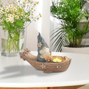 Portavelas de Resina con Forma de Anciano en Barco, 17.5x8x13 cm, Decoración para el Hogar - Product Image 3