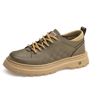 Chaussures Martin pour hommes, style rétro, à lacets, bout rond, semelle épaisse, antidérapantes, doublure en PU, semelle extérieure en caoutchouc, chaussures de travail décontractées - Product Image 4