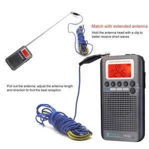 Radio numérique portable à fréquence large AM/FM avec antenne télescopique externe et prise casque pour extérieur - Product Image 3