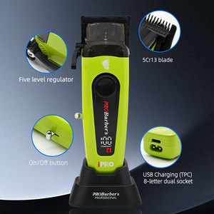 Nuovo <span class=keywords><strong>Tagliacapelli</strong></span> Elettrico Professionale ProBarbers Multi Colore USB Motore Brushless da 11500 RPM Display LED in Acciaio Inox DLC - Product Image 4