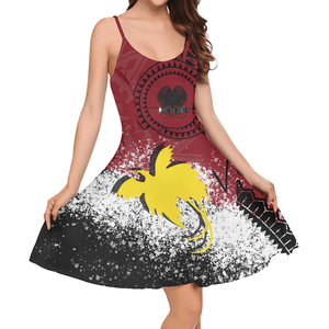 Papúa Nueva Guinea Tribal patrón estampado Sling vestido verano mujeres tirantes cuello redondo <span class=keywords><strong>de</strong></span> talla grande playa falda vestidos casuales - Product Image 2