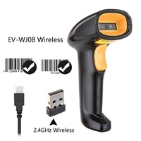 Lecteur de codes-barres 1D WJ08 filaire laser portable avec détection automatique, interface USB haute vitesse 300/s, noir, en stock