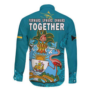 Camisa de Manga Larga Personalizada con Botones para el Día de la Independencia de las Bahamas, Estilo <span class=keywords><strong>Marlin</strong></span> Azul Bahamense Desde 1973, Camisas para Hombre - Product Image 3