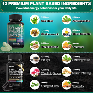 Combo de capsules de Shilajit et d'algues marines à étiquette privée OEM, extrait pur de l'Himalaya, lot avec algues marines irlandaises - Product Image 3