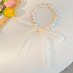 Bandeau avec ruban de perles pour enfants, princesse de corée du sud, <span class=keywords><strong>filet</strong></span>, queue de cheval, nœud papillon, serre-tête pour cheveux - Product Image 6
