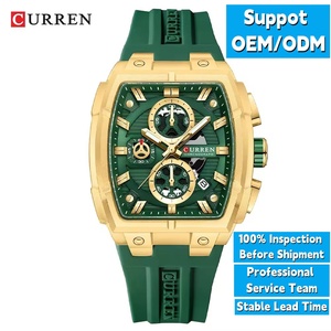 Montre chronographe de luxe pour homme OEM Curren 8488, boîtier tonneau, bracelet en silicone, montre-bracelet décontractée, grand cadran, mouvement à quartz - Product Image 1