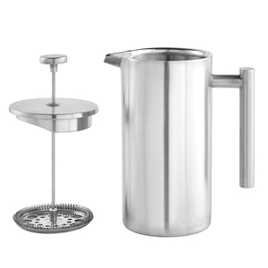 Vente chaude 800ml Percolateurs d'infusion à froid Cafetière isolée à double paroi Pot Argent 304 Acier inoxydable Café Presse française - Product Image 6