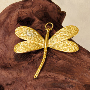 Colgante de Libélula de Acero Inoxidable Chapado en Oro, Amuleto con Insecto Grabado, Accesorio de Joyería DIY - Product Image 4