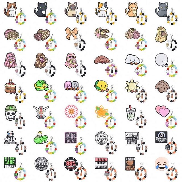 2025 Latest Silicone Focal Charms Cartoon Beaded Pen Diy Beads for Keychain and Making