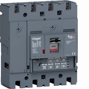 HNT251JR ปรับแต่งได้ด้วยชุดเบรกเกอร์แบบหล่อขึ้นรูป Hagers รุ่น h3+ P250 LSI 4P 40kA 250A ปรับค่าได้ พร้อมระบบ Neutral - Product Image 1