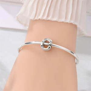 Abalorios de cobre plateado con letras del alfabeto y circonitas, 26 letras, compatibles con pulseras europeas, para joyería DIY con iniciales - Product Image 4