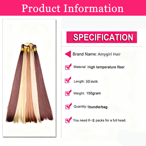 Extensiones de Cabello Trenzado Liso Sedoso de Alta Temperatura en Colores Negro, Marrón y Rubio - Material Sintético - Product Image 4