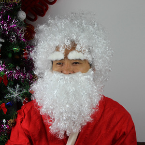 <span class=keywords><strong>Peluca</strong></span> <span class=keywords><strong>blanca</strong></span> de Papá Noel para <span class=keywords><strong>hombre</strong></span>, barata, sintética, Navidad, cosmética - Product Image 3