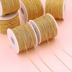 Cadenas de oro macizo de 14K para hacer collares DIY