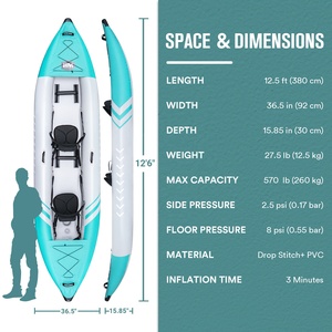 Canoë de pêche pliable gonflable pour 2 personnes à bas prix, kayak gonflable à vendre 1. Kayak gonflable - Product Image 4