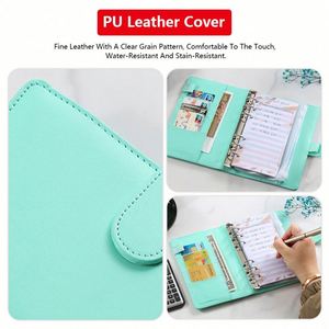 <b>A5</b> A6 Refillable 6-Hole 6-<b>Ring</b> Loose-Leaf Hardcover Leather Budget Planner Cover Cash Organizer Journal Gift - Product Image 3