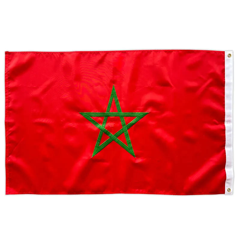 Custom Print 90X150Cm 3X5 Ft Polyester Vliegende Indoor Outdoor Marokkaanse Nationale Landvlag Met Messing Grommet