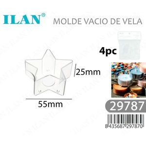 Stampo per Candele ILAN a Forma di Stella 55mm, Set da 4 Pezzi per Creazione Candele Fai-da-Te - Product Image 3