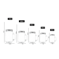 Vente d'usine personnalisée de qualité alimentaire clair 250ml 480ml 500ml 650ml 730ml Confiture Mason avec couvercle et poignée