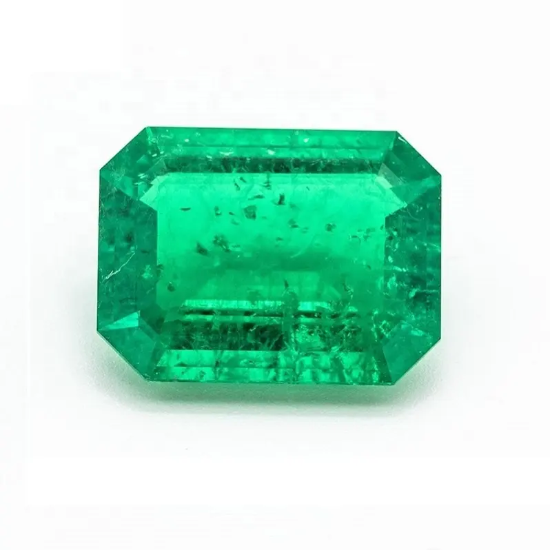 Wholesale 7x9 mm emerald cut synthetic emerald with inclusions loose lab emerald