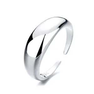 S925 Sterling Silver Korean Version of the Light Luxury Scenery Surface Opening Ring Ins Minimalist Daily Match Section Ring