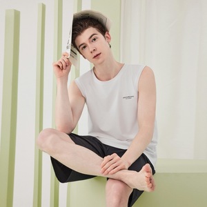 Conjunto de <span class=keywords><strong>Pijama</strong></span> <span class=keywords><strong>Corto</strong></span> de Verano para <span class=keywords><strong>Hombre</strong></span>, Ropa Casual para el Hogar, Cómoda, con Patrones Personalizables, Secado Rápido, Bolsillos, Hecha de Tejido de Algodón Puro - Product Image 4