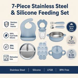 Juego de Vajilla Infantil de Silicona y Acero Inoxidable, Libre de BPA, con Certificación CE/CPC - Product Image 1