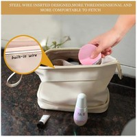 Trousse de toilette en PU à 2 couches, grande capacité, imperméable, avec poignée amovible portable pour les voyages, les produits de toilette, le maquillage, la maison et le quotidien