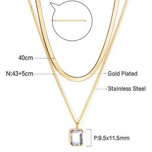 Nouveau design 2022, collier pendentif double chaîne en acier inoxydable plaqué or 18 carats avec gros diamant, bijoux hip-hop populaires - Product Image 2